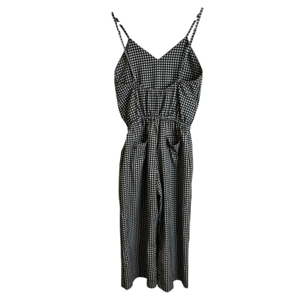 Albion Fit Gingham Jumpsuit Black White Womens Petite Size Small Jetsetter - Picture 2 of 7